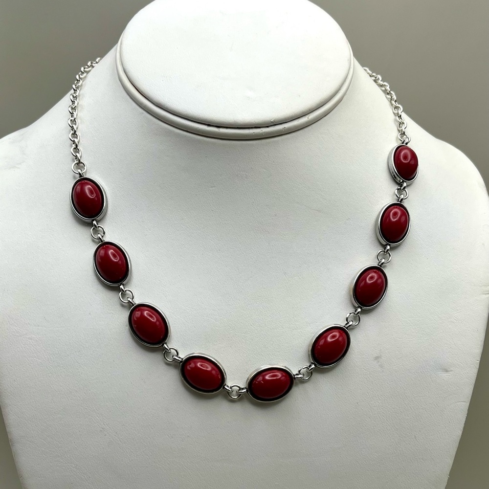 Elegant Red and Silver Necklace